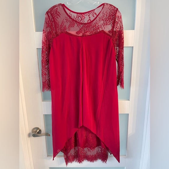 Red Lace Accent Dress - Picture 1 of 9